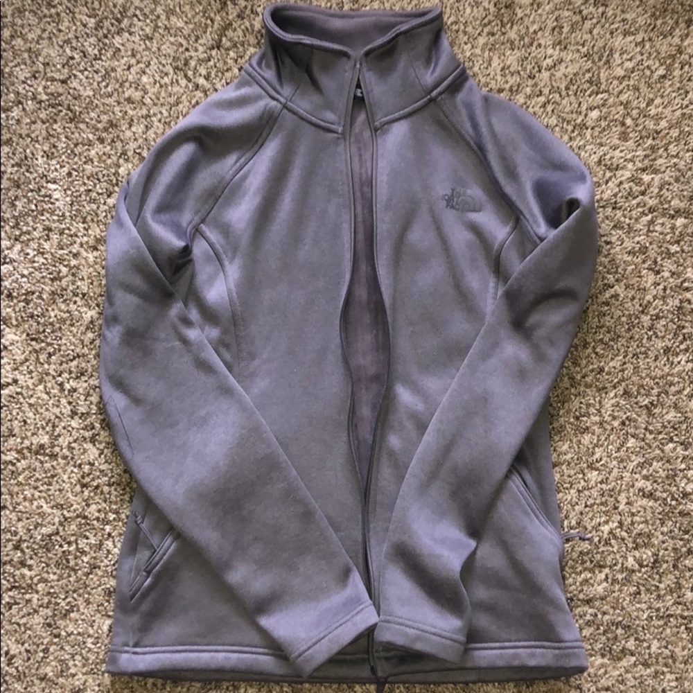 North face gray zip up
